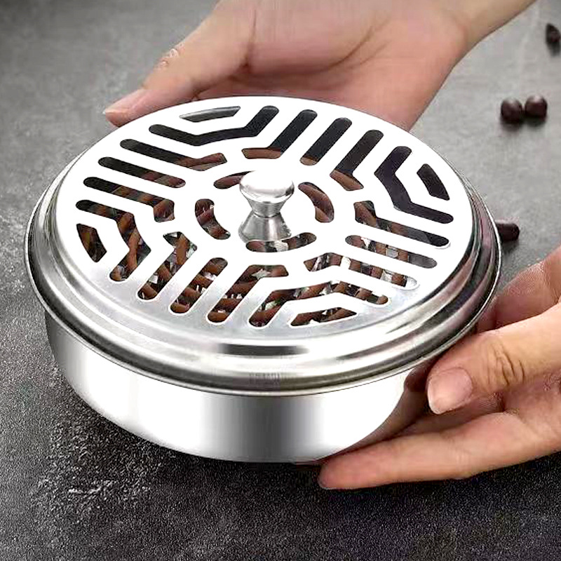 Stainless steel mosquito coil box with lid mosquito coil plate nail tooth mosquito coil tray safety fireproof mosquito coil stove rack large mosquito coil holder