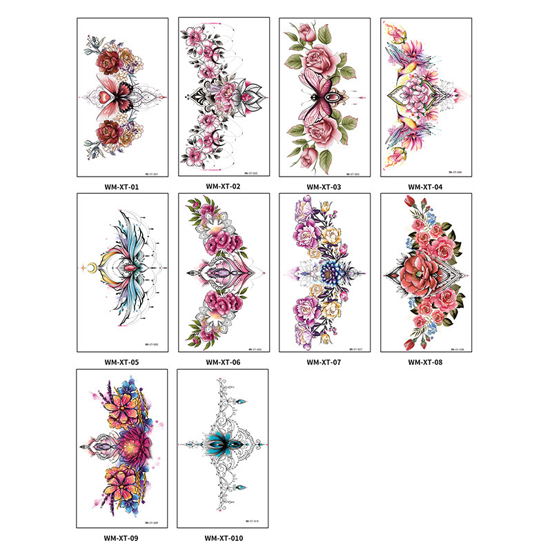 2023 new cross-border color Garland tattoo sticker clavicle chest in Europe and America scars arm tattoo stickers