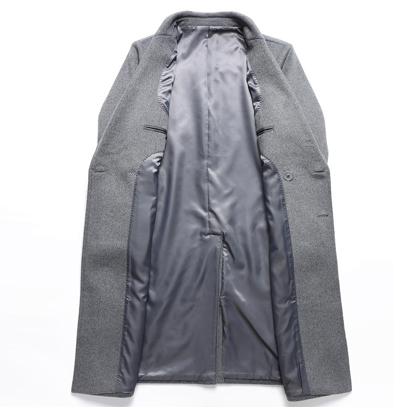 Autumn and Winter new wool woolen coat men's long double-breasted woolen coat casual suit collar coat coat