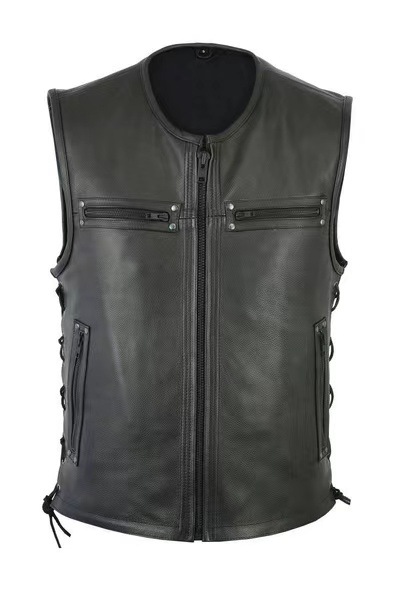 2023 New AliExpress Amazon Wish Explosions Solid Color Vest Locomotive Vertical Collar Leather Vest Team Punk