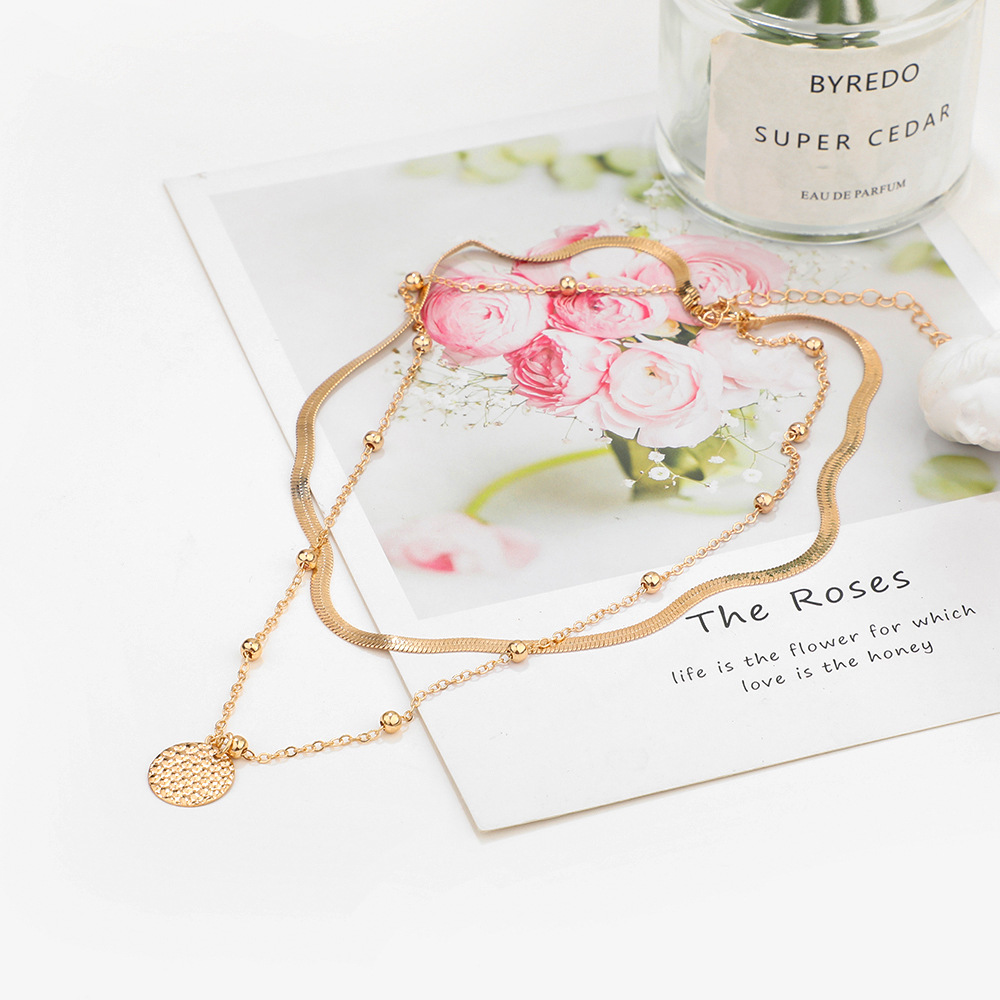 Jednostavna ogrlica s privjeskom i uzorkom čekića u hladnom stilu, nišni dizajn, vuneni lanac, zmijski lanac, dvostruki sloj, privjesak_voghion.com