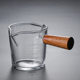 Wooden Handled Double Mouth Milk Cup Coffee Milk Cup Glass Coffee Cup Milk Cup Italian Glass Coffee Measuring Cup