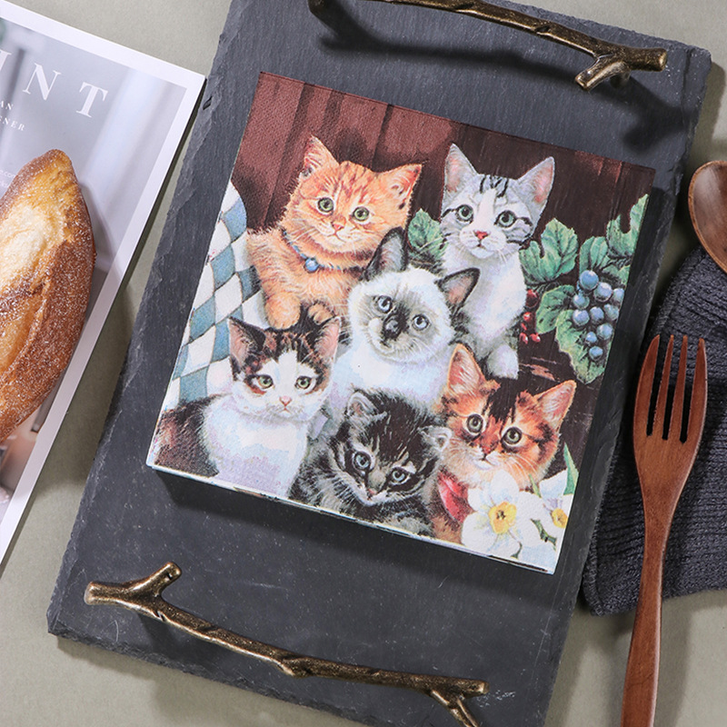 Factory Direct Supply in stock color commercial face towel creative napkin hot pot shop Internet celebrity kitten tissue wholesale