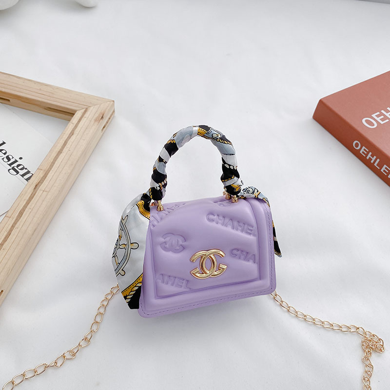Little girl messenger bag 2023 Summer western style silk scarf children accessories bag baby Pearl portable coin purse