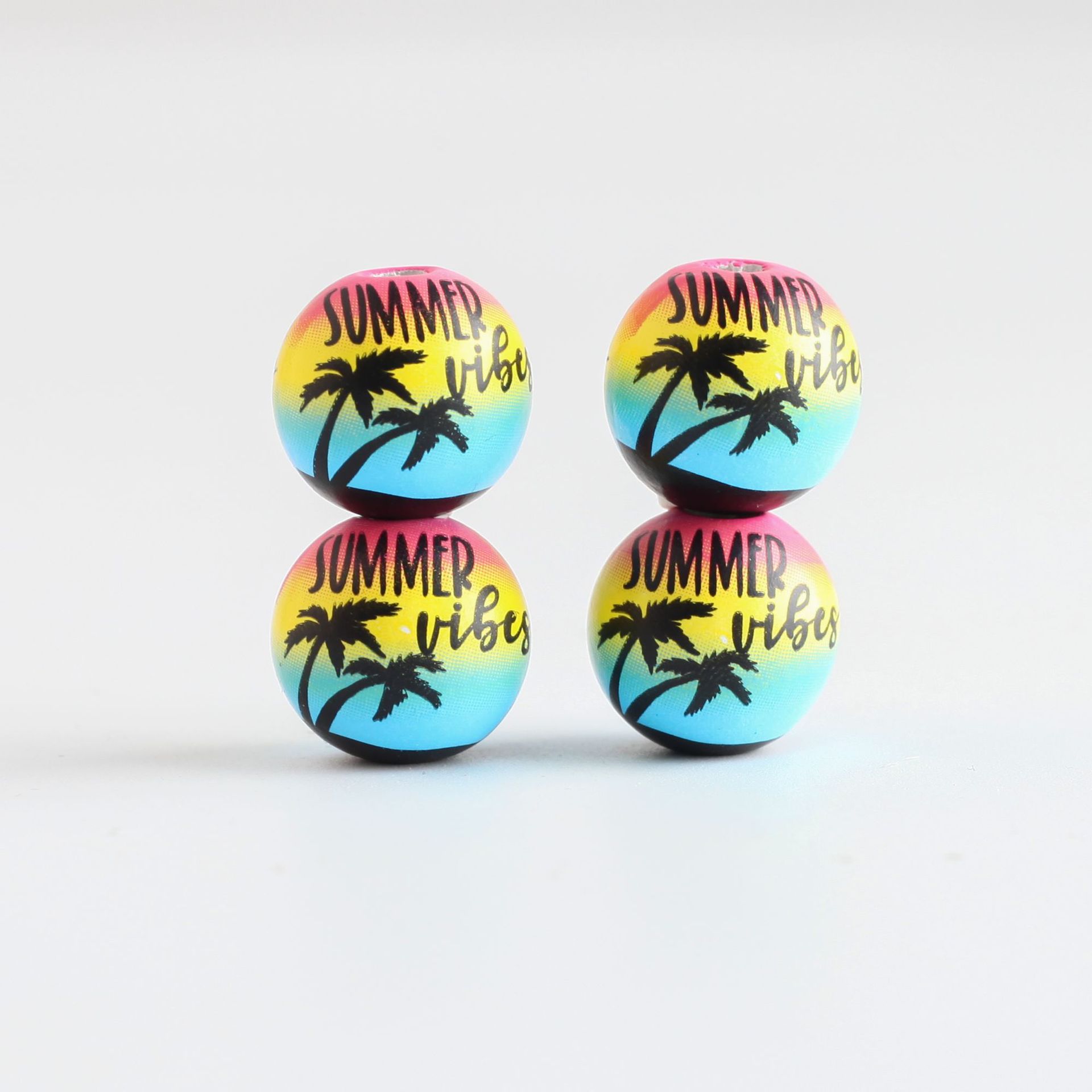 DJ source factory summer wooden beads printed beads hemp rope tassel wooden beads string DIY accessories 2024. New