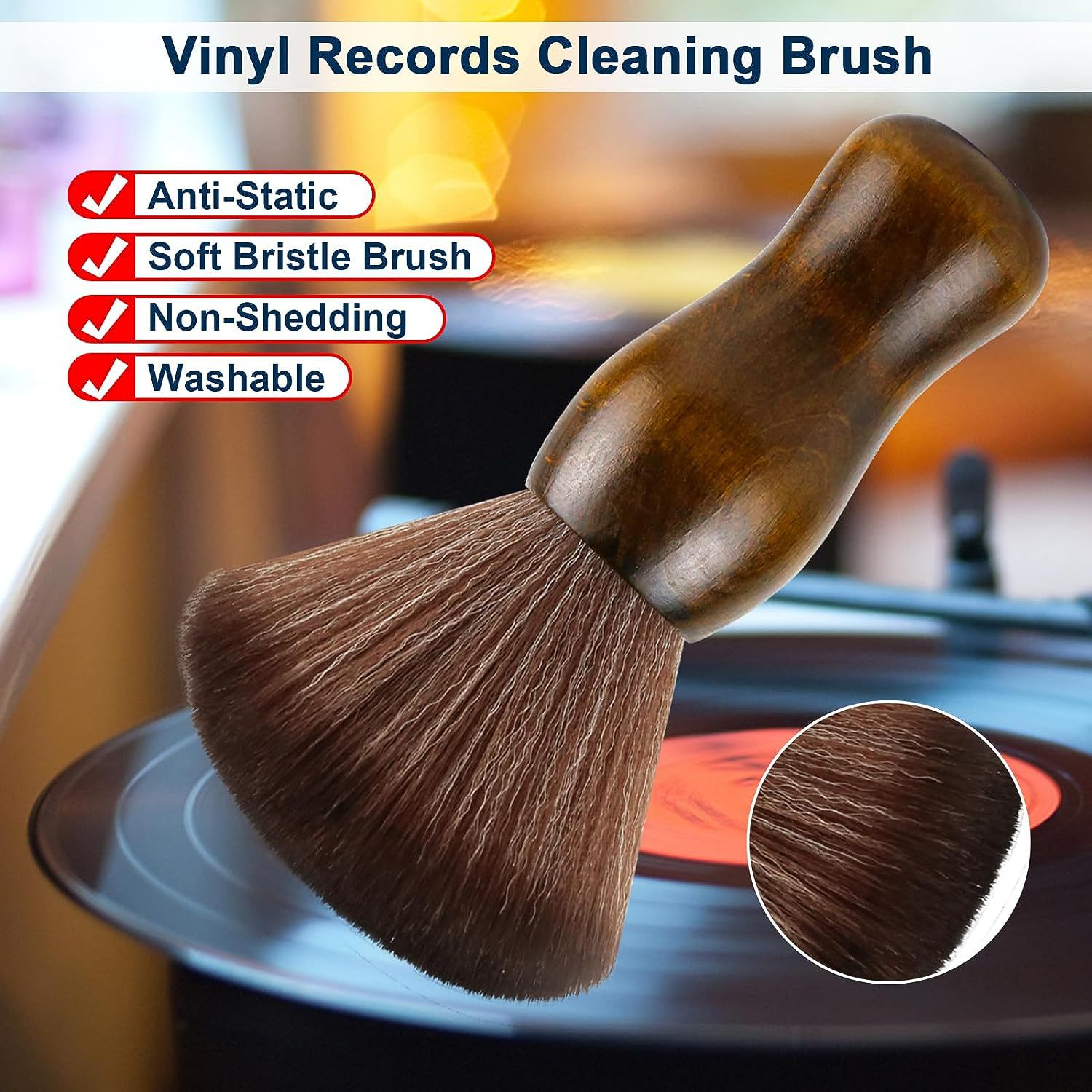 Record cleaning brush anti-static dustproof cleaning brush fiber brush professional anti-static dust removal and dust cleaning