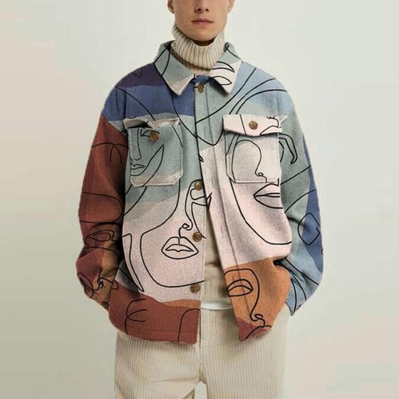 European Station Men's 2023 Autumn Independent Station Foreign Trade New Fashion Printed Youth Jacket Men's Jacket
