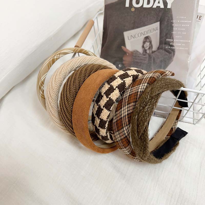 Autumn and Winter Retro Hong Kong-style High Cranial Top Maillard Hairband New Style Facial Hair Accessories High-grade Hair Bundle Plush Headband