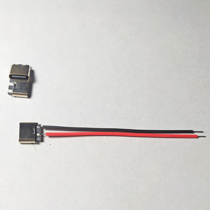 TYPE-C charging port welding wire DC charging head touch copper switch wooden base Lighting charging port with wire
