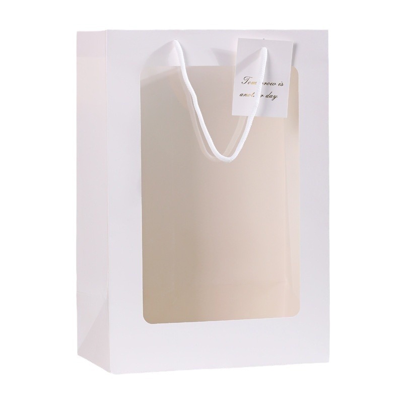 Valentine's Day bouquet gift bag portable gift bag transparent window bag flower packaging bag PVC window handbag