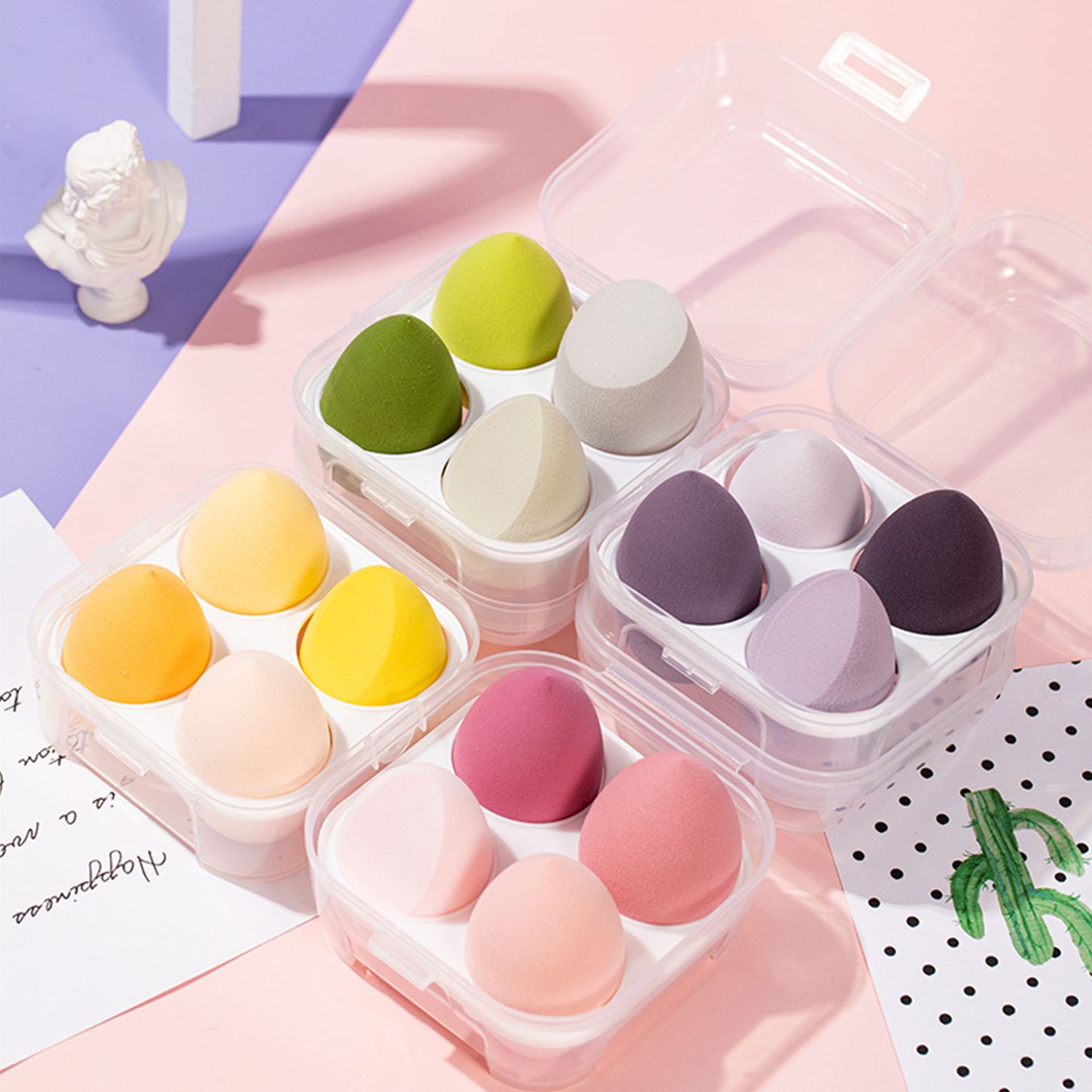 Boxed set beauty makeup eggs wholesale super soft no powder makeup eggs gourd water droplets oblique cut dry and wet dual-use powder puff