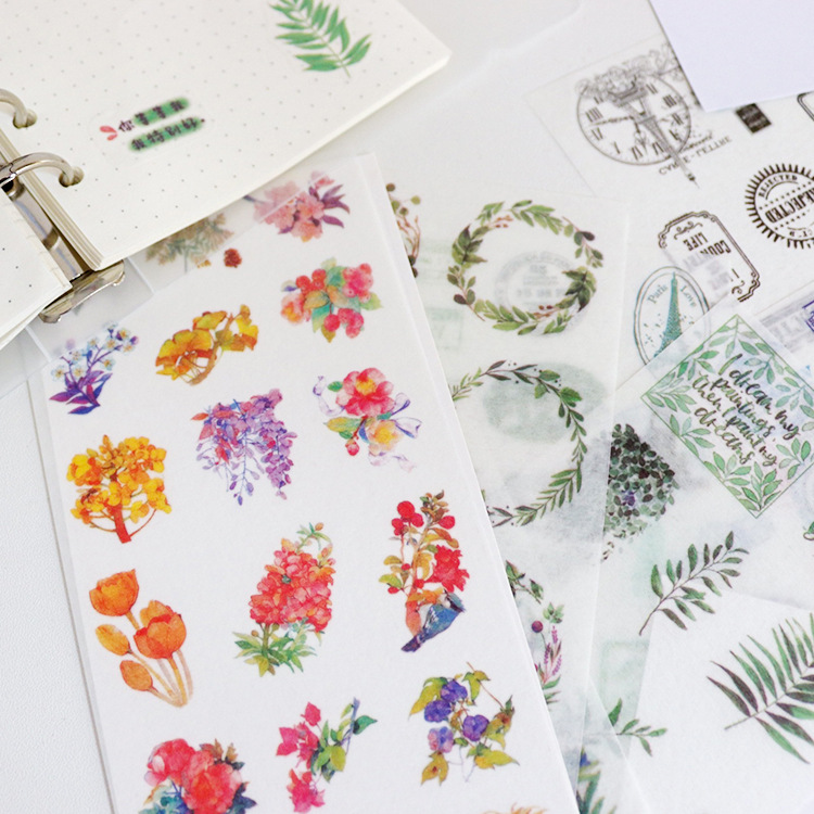 Flower Room Event Plant Flower bouquet retro hand account and paper sticker decorative small pattern ins Wind label hand account material sticker