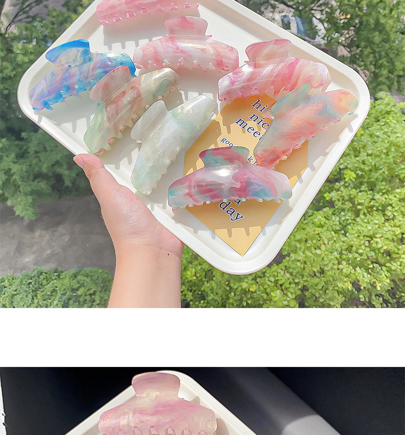 Farbwechselnder Haarclip im koreanischen Stil, großer Hai-Clip aus Acryl, süße, elegante Haarspange für Damen, Haarspange für den Hinterkopf_voghion.com