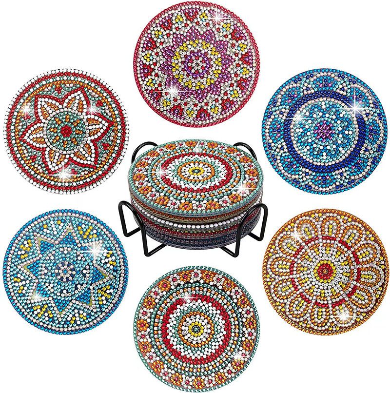 Cross border hot sale shaped diamond painting coaster acrylic Mandala Christmas car coaster Diamond painting factory
