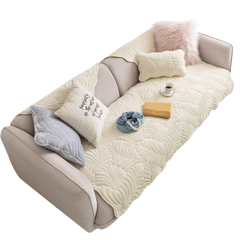 Flannel Sofa Cushion Simple Cushion Autumn and Winter Plush Suede Cover Cover Cloth Sofa Cover Machine Washable Cushion