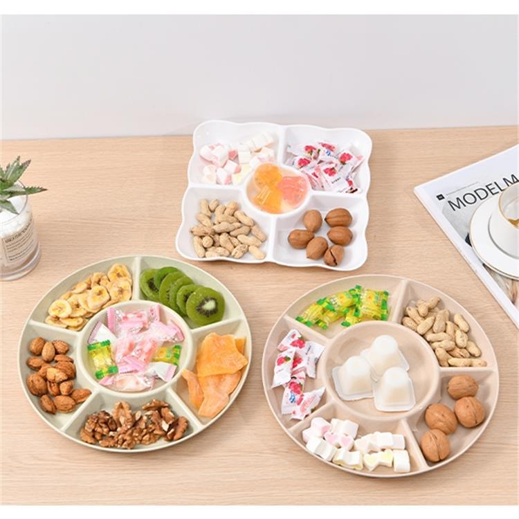 Snack Plate Snack Plate Living Room Dried Fruit Plate Plastic Round Split Plate Large Capacity Coffee Table Snack Platter