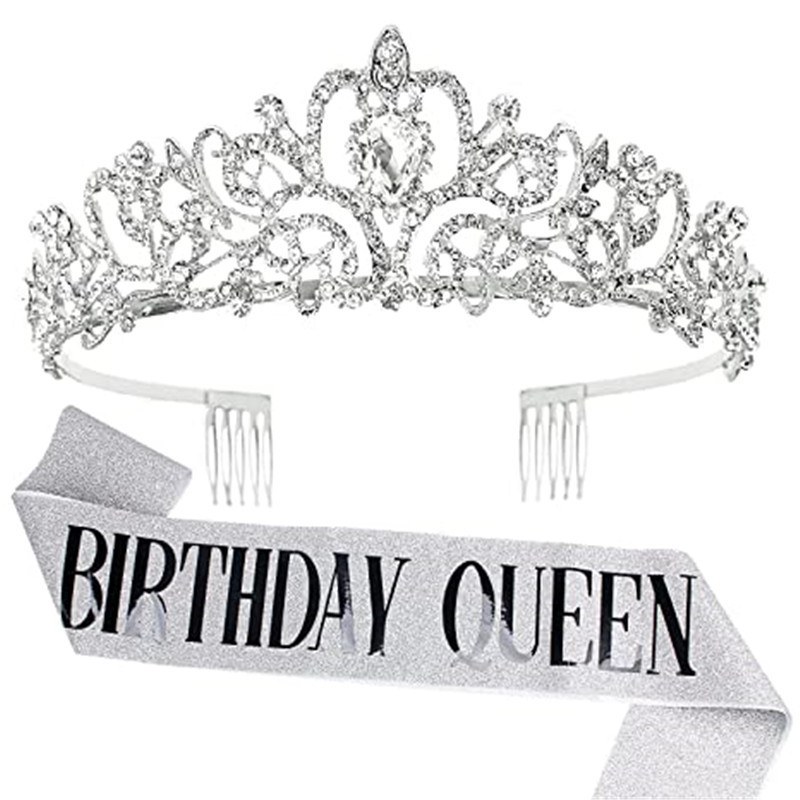 European and American fashion gold pink belt birthday girl birthday belt Crown suit Crystal headdress hair accessories wholesale