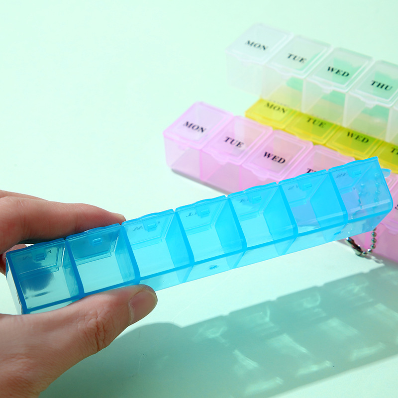 Medicine box 7 days a week medicine box portable transparent strip small medicine box sub-packaging storage box can be printed logo