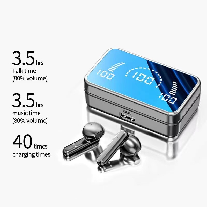 New digital display mirror s20 Bluetooth headset in-ear ultra-long endurance touch wireless noise reduction Sports Headset