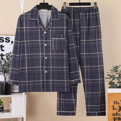 Wearing Men's Pajamas Summer Long-sleeved Home Clothes Spring and Autumn Men's Suit Autumn and Winter Men's Plus Size