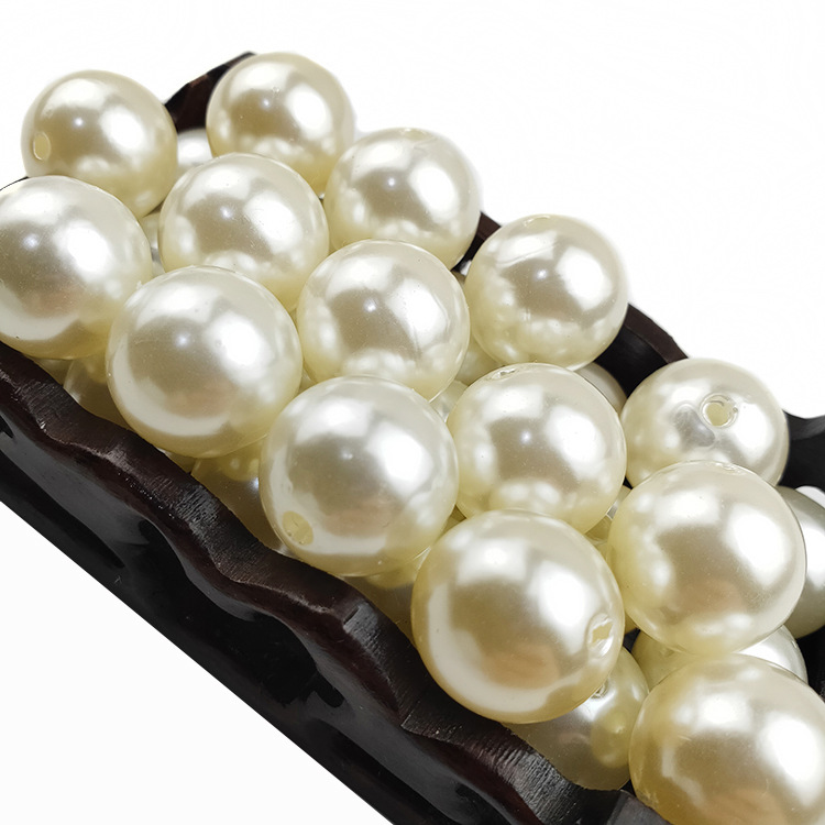 ABS imitation pearl straight hole loose beads 3-40mmdiy accessories decorative double hole round beads wedding pearls wholesale