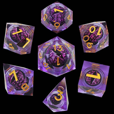 Resin longan dice movable liquid core DND Dragon and Dungeon RPG board game multi-sided dice suit