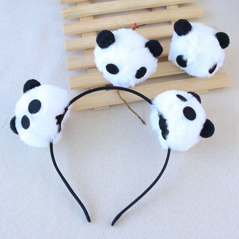 Travel Memorial Panda Hairband Plush Panda Hairpin Cartoon Cute Wash Face Headwear Panda Base Wholesale