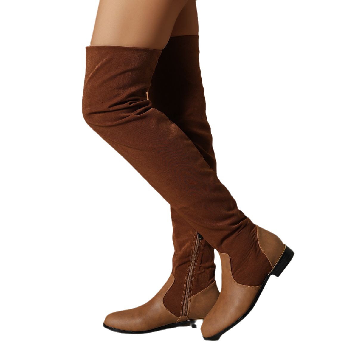 Over the knee μπότες γυναικείες νέες μεγάλου μεγέθους μακριές μπότες γυναικείες σουέτ μπότες μόδας με χοντρό τακούνι_voghion.com