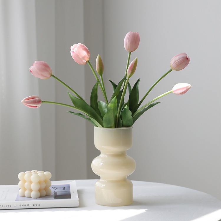 Simulation 5-head soft rubber feel Tulip fake bouquet cross-border Amazon artificial flower indoor home display floral