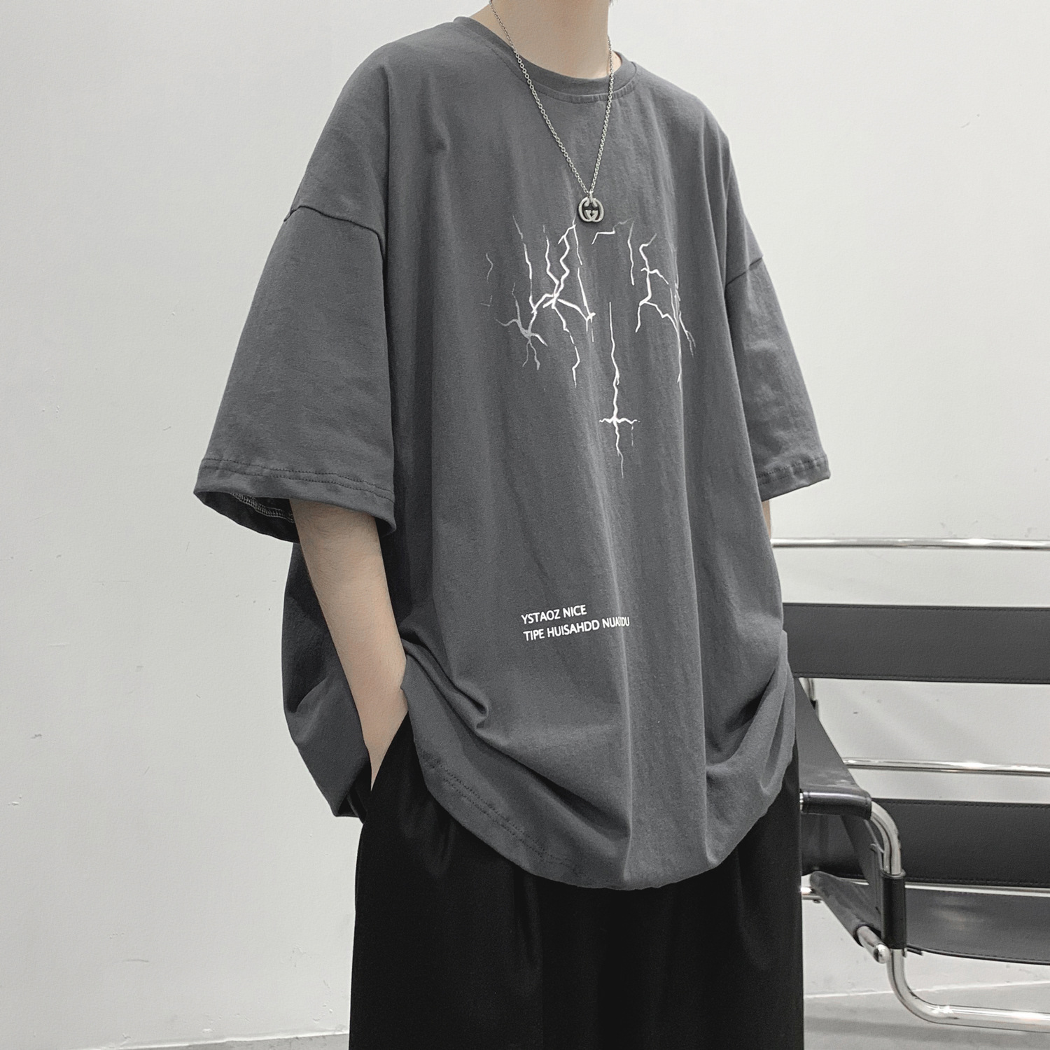 2021 Short-sleeved T-shirt Men's Summer New ins Trendy Brand Fashionable Loose Student Hong Kong Style T-shirt Men's Half-sleeved Clothes