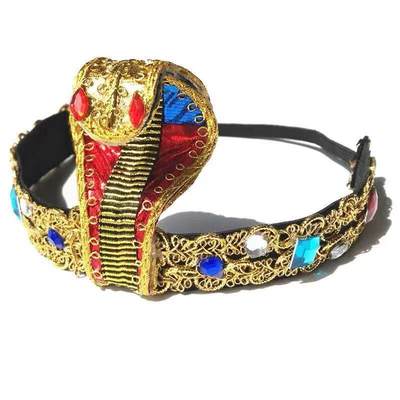 Halloween Egyptian Cobra Headwear Women's Egyptian Costume Accessories Golden Beaded Headband Pharaoh Sequins Hair Accessories