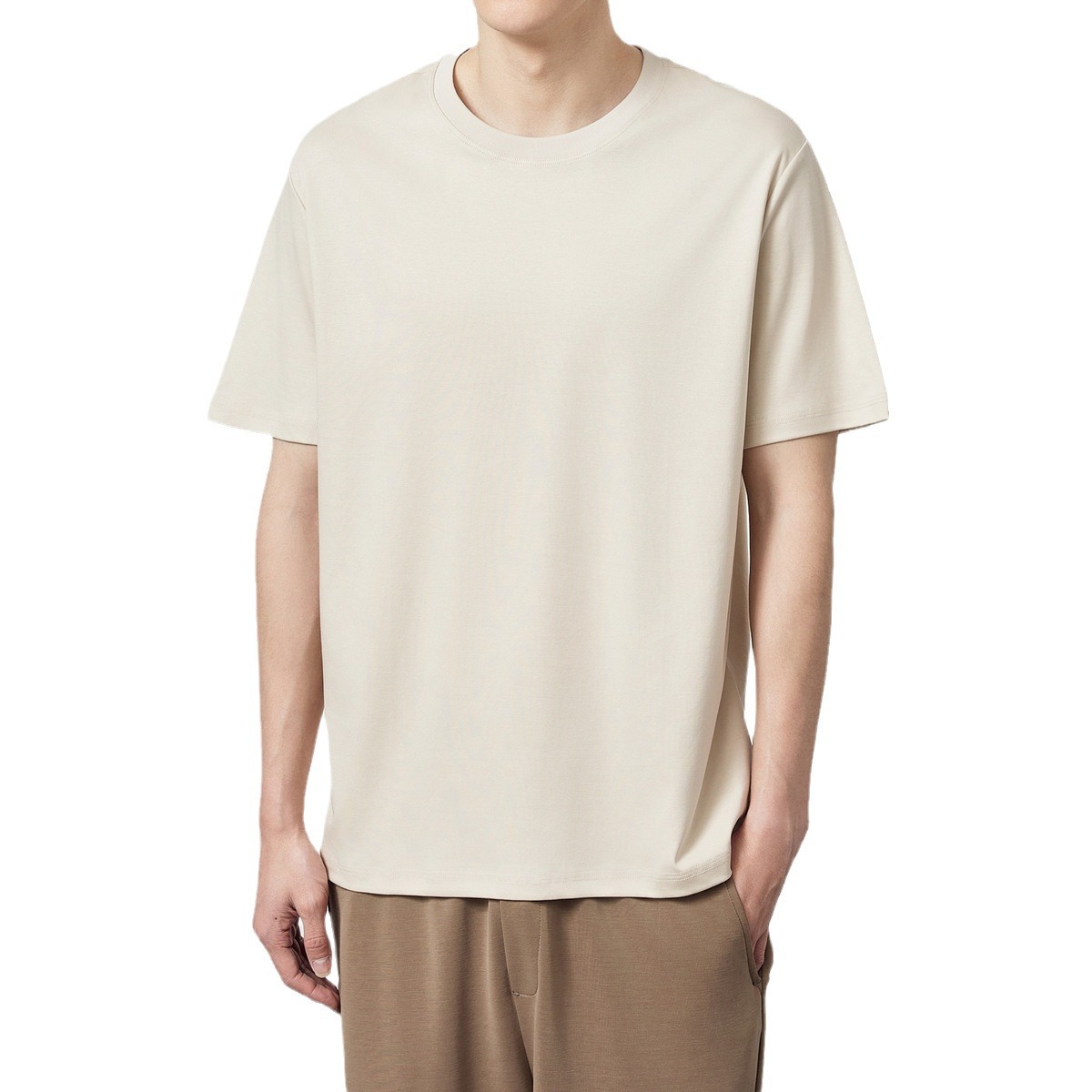 Mo Maike 50 long-staple cotton liquid ammonia short-sleeved men's 2025 summer new simple solid color crew neck T-shirt men's 71480.