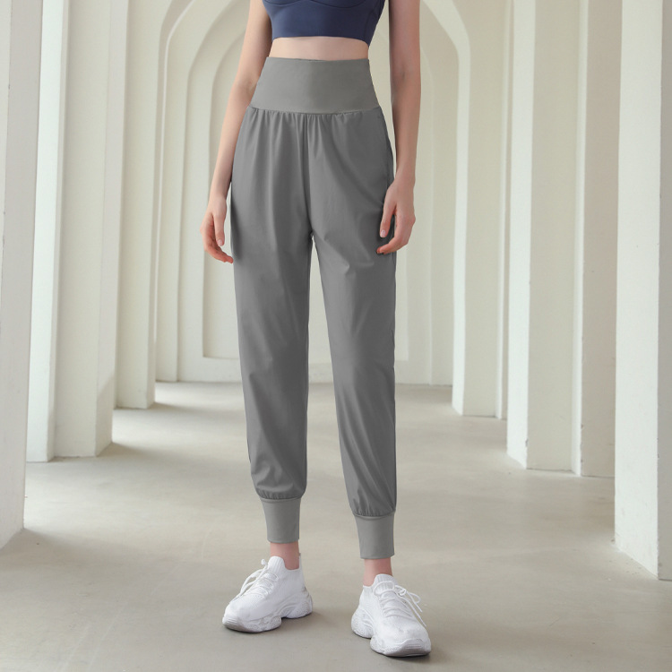 Loose Sports Trousers Trendy Foot Bundling Running Outdoor Training Hidden Double-Layer Belly High Waist Yoga Fitness Pants for Women