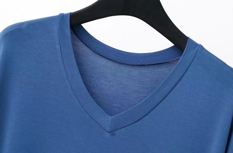 Vasaras jauna modāla vīriešu naktskrekla garas ceļgalu īsas piedurknes V veida kakla izgriezums vidēji garš halāts_voghion.com