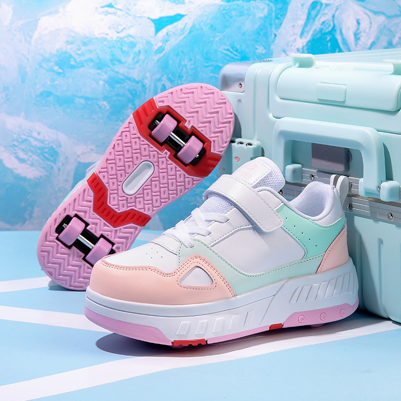 Manufacturers for cross-border four-wheel heelloom shoes children's roller shoes boys and girls skates deformed roller shoes new style