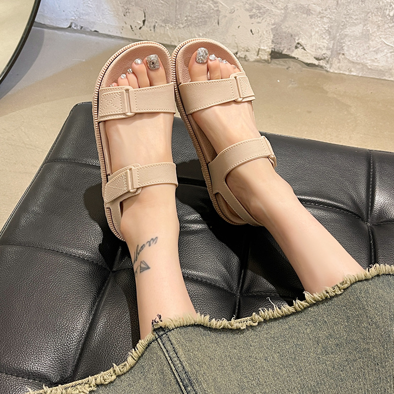 2023 Summer new women's sandals flat Korean style fashionable outdoor casual beach strap Velcro sandals
