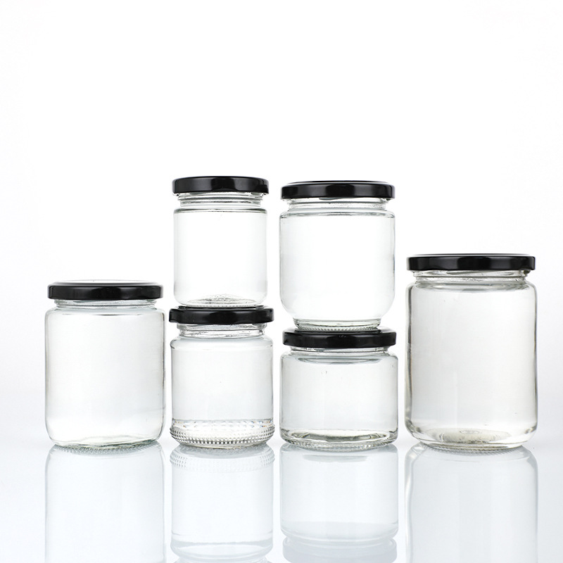 Canned bottle glass bottle pickles bottle round empty bottle jam chili sauce honey bottle spot wholesale