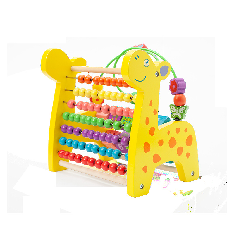 Wooden cartoon animal fruit round beads children's early education educational building blocks baby hand-eye coordination exercise educational toys