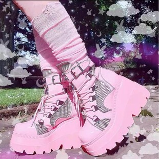 wish Amazon Wedge Martin Boots Women's 2022 New Pink Thick Bottom European and American Large Size Foreign Trade Fashion Short Boots Women