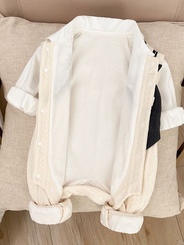 Baby clothes spring 2024 new male baby jumpsuit college style newborn full moon 100 days ha clothes autumn