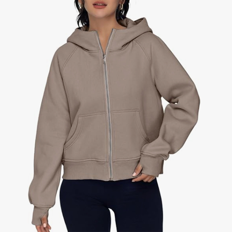 European and American Foreign trade cross-border Amazon independent station 2023 new women's autumn and winter coat hooded cardigan zipper sweater