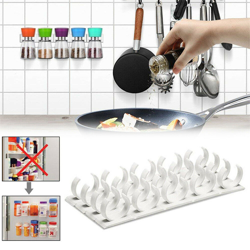 Punch-free seasoning jar storage rack modern simple white wall-mounted seasoning bottle rack
