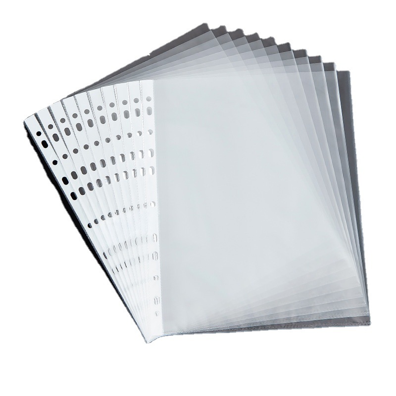 100/Pack 11-hole document bag A4 transparent loose-leaf bag 3-hole 4-hole folder insert bag protective film wholesale