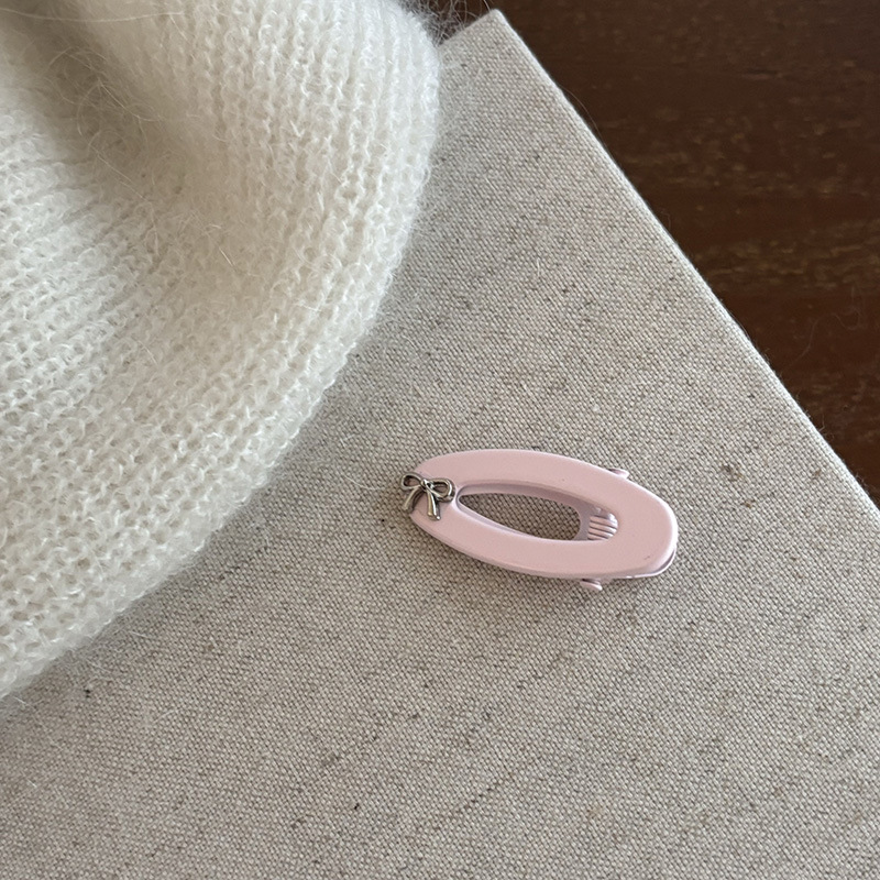 Bandeau à cheveux en épingle à cheveux avec nœud argenté pour fille, noir et rose, doux, cassé, frange, épingle à cheveux latérale, accessoires pour cheveux pour femmes_voghion.com