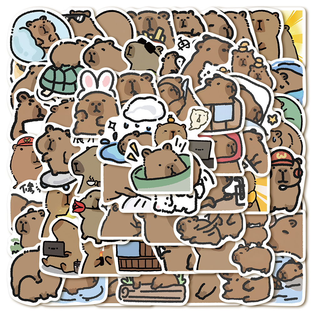 62 cartoon cute little capybara stickers laptop notebook phone case decorative waterproof diy stickers