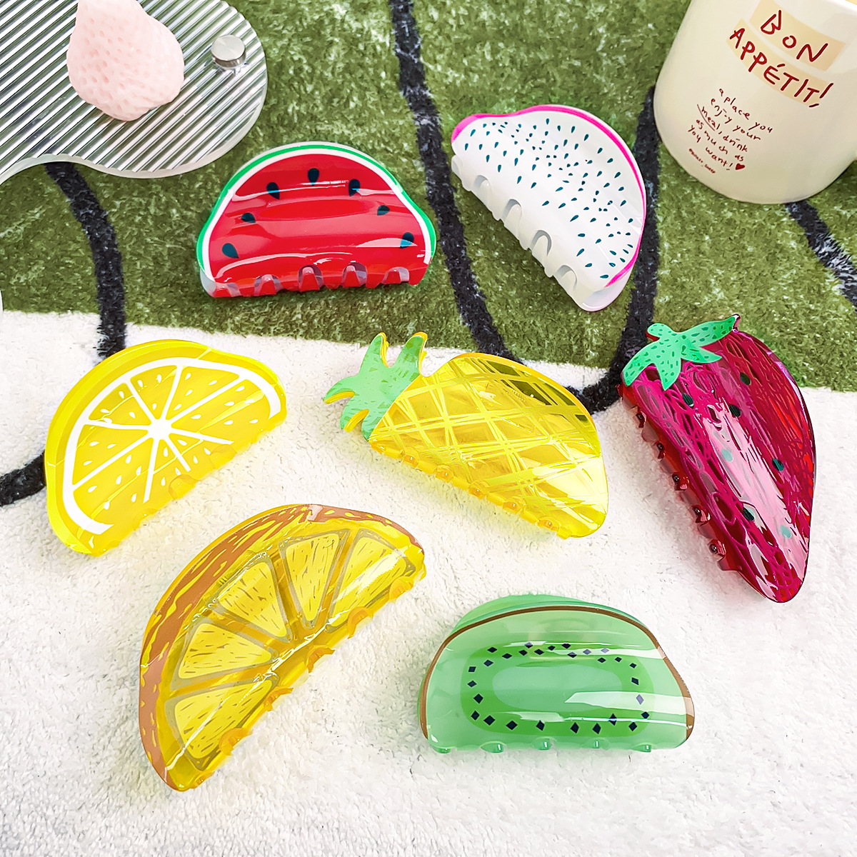 Berphia Creative Fruit Lemon Grab Clip Acrylic Hair Accessories Hair Grab Head Hairpin Korean Shark Clip Wholesale_voghion.com
