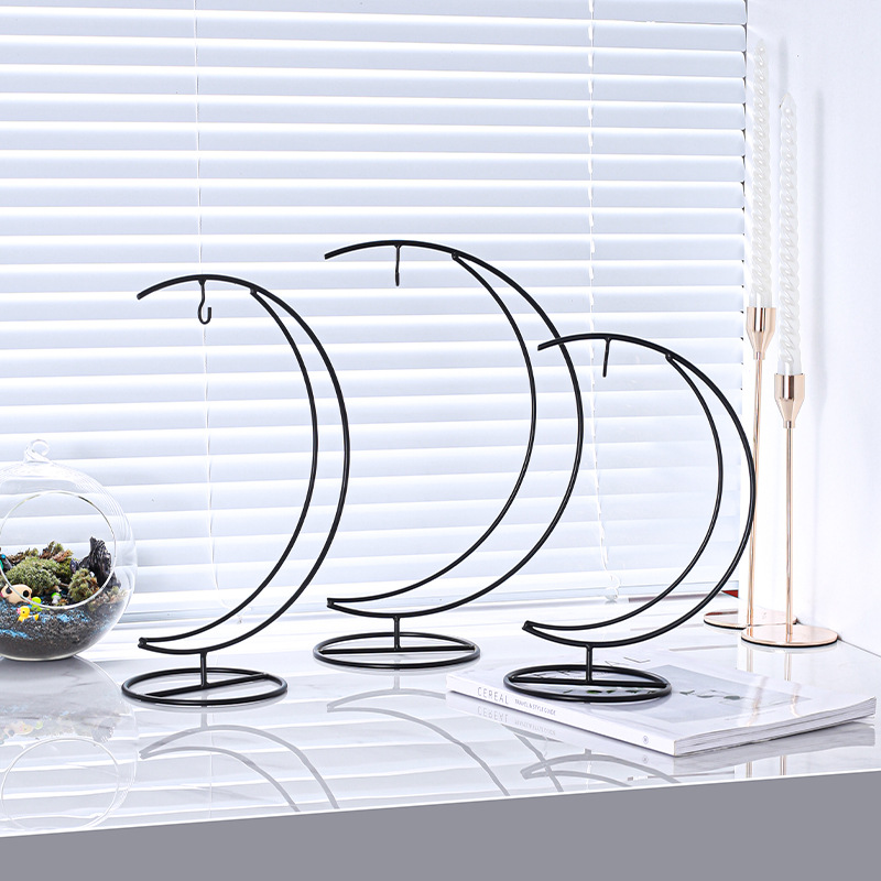 Moon Micro Landscape Glass Bottle Iron Bracket Bottle Hanger Iron Bracket Iron Rack Cradle Doll Hanger