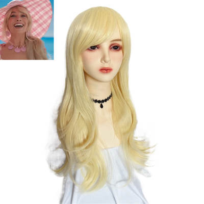 Movie Barbie Babie real person Barbie Princess long curly hair golden wig Cosplay Universal Cos wig female