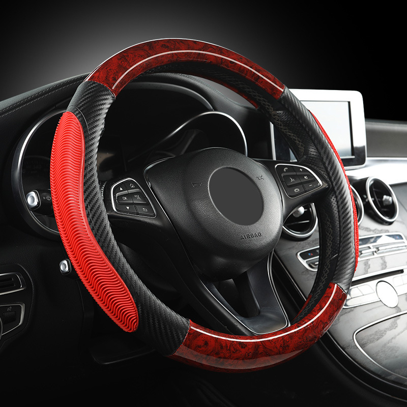 Non-slip imitation wood grain carbon fiber four-season car steering wheel cover suitable for Honda Odyssey Accord Toyota rav4