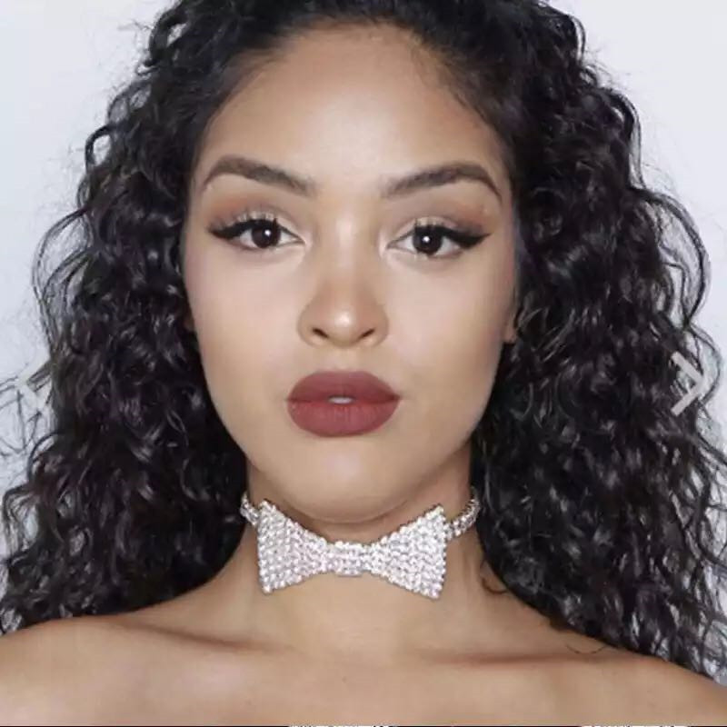 Cross-border new rhinestone bow necklace fashion bow tie necklace sexy nightclub uniform style necklace choker